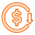 This image shows an icon representing cost reduction or a decrease in value.